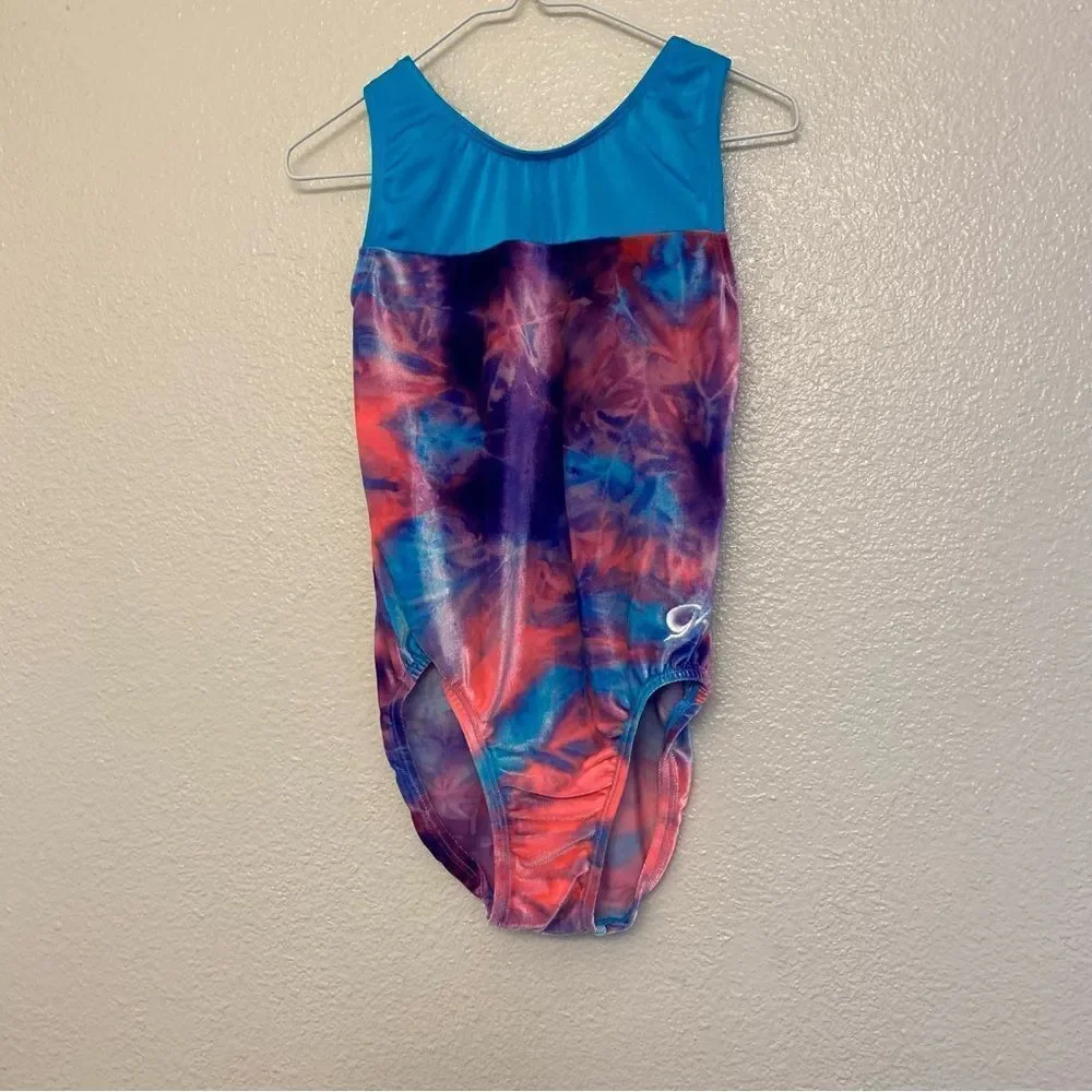 GK Elite Gymnastics Leotard Adult Small Velvet Galaxy Open Back AS
